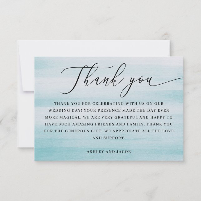 Coastal Wedding | Elegant Script Nautical Blue Dankeskarte (Vorderseite)