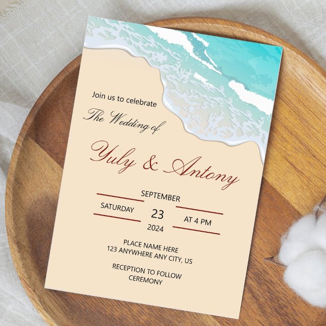 coastal wedding Invitation beach decor Einladung (Wedding beach invitation)