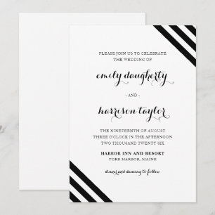 Coastal Wedding Nautical Stripes Schwarz-Weiß Einladung