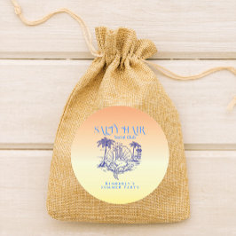 Coastal Yellow Cowgirl Mermaid Birthday Party Runder Aufkleber