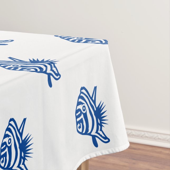 Coastblue white pattern Moderner Sommerspass Tischdecke (Beispiel)