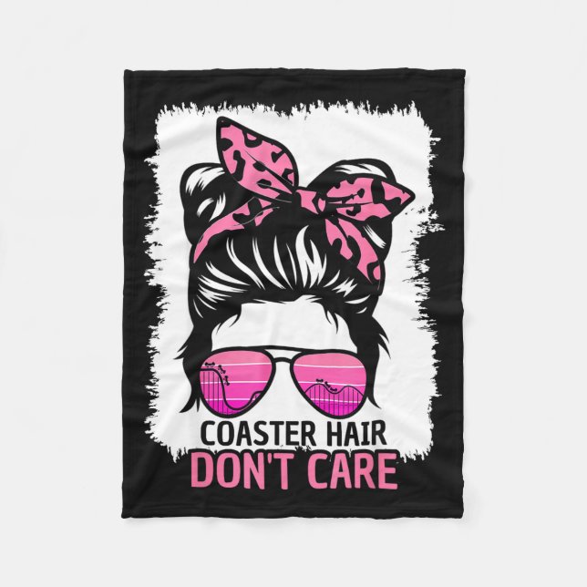 Coaster Hair Don't Care Roller Coaster Messy Bun T Fleecedecke (Vorderseite)
