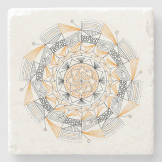 COASTER Stein Marmor mit Mandala-Design Orange Steinuntersetzer