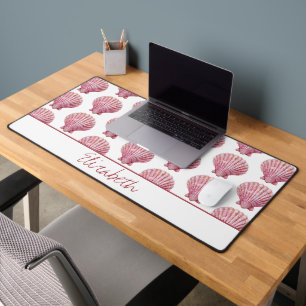 Coastère rose coquille sur blanc Personnalisé