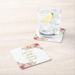 Coasters Adult 80th Birthday Floral Birthday Party Rechteckiger Pappuntersetzer