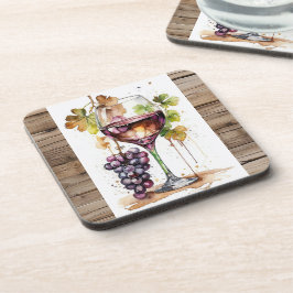 Coasters/ Porta copos/ Wine glass and Grapes Getränkeuntersetzer