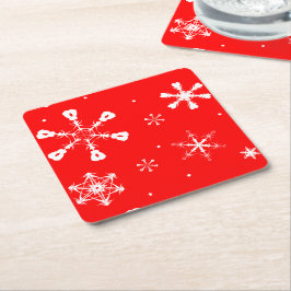 Coasters,- Schneeflocken -, Weihnachten Rechteckiger Pappuntersetzer