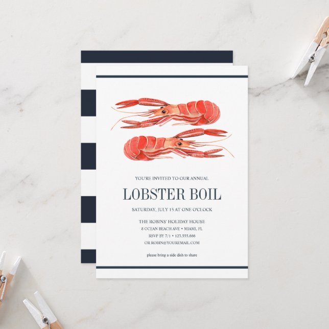 Coastic Navy LOBSTER BOIL Seafood Boil Party (Vorderseite/Rückseite Beispiel)