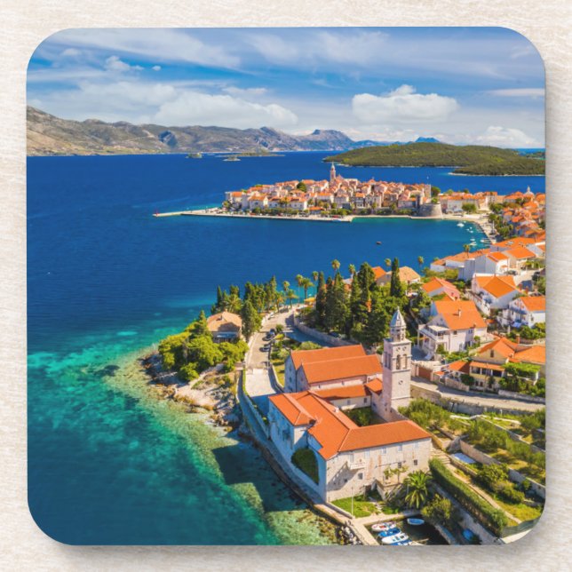 Coastline | Korcula Town, Korcula Island, Croatia Getränkeuntersetzer (Vorderseite)