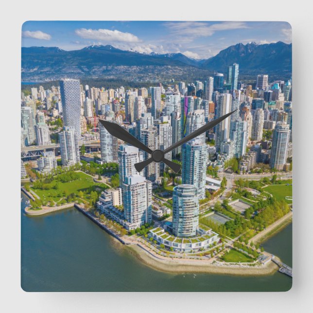 Coastline | Vancouver, British Columbia, Canada Quadratische Wanduhr (Vorderseite)
