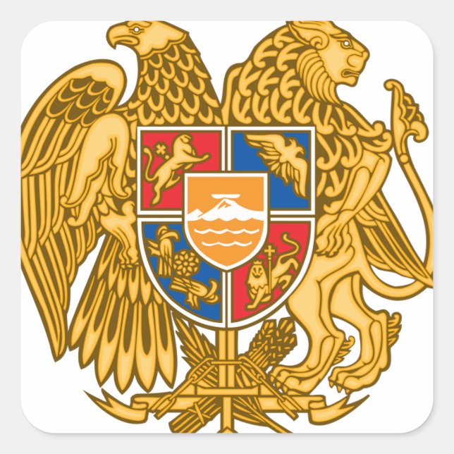 Coat of arms of Armenia - Armenian Emblem Quadratischer Aufkleber (Vorderseite)