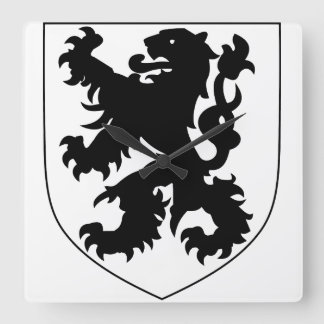 Coat of Arms of Flanders Quadratische Wanduhr