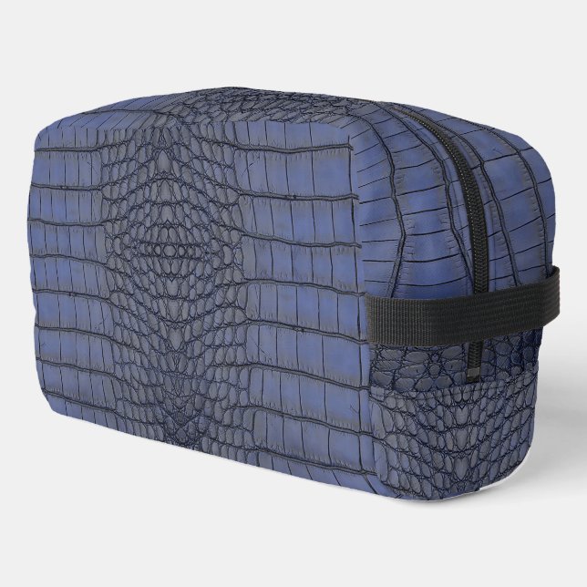 Cobalt Alligator Textur drucken Waschbeutel (Linke Seite)
