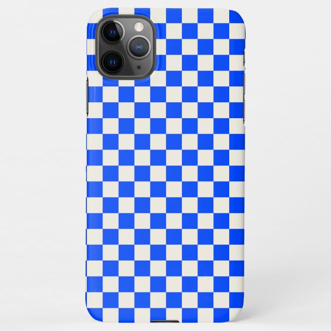 Cobalt and cream checkerboard pattern iPhone hülle (Rückseite)