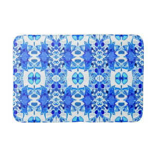 Cobalt Blau-Weiß-Batik-Muster Badematte