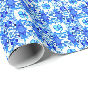 Cobalt Blau-Weiß-Batik-Muster Geschenkpapier