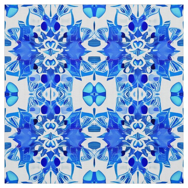 Cobalt Blau-Weiß-Batik-Muster Stoff (Muster)