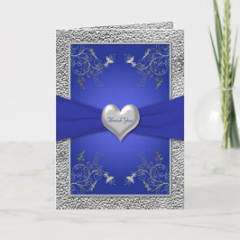 Cobalt Blue and Pewter Heart Dankeschön Karte