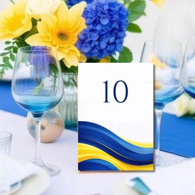 Cobalt Blue and Yellow Modern Wedding Table Number Tischnummer (Cobalt Blue and Yellow Modern Wedding Table Number)