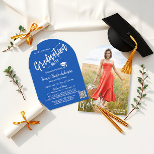 Cobalt Blue Arch Foto Graduation Party Einladung