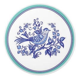 "Cobalt Blue Bird" mit Grenze Keramikknauf
