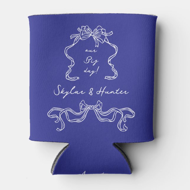 Cobalt Blue Boho Bow La Dolce Vita Retro Wedding Dosenkühler (Vorderseite)