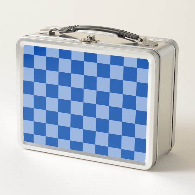Cobalt Blue Checkerboard Metall Brotdose (Vorderseite)