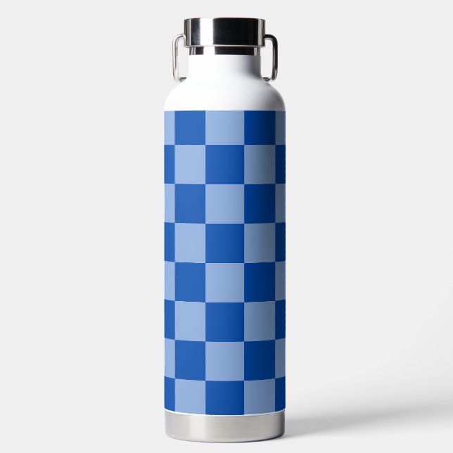 Cobalt Blue Checkerboard Trinkflasche (Vorderseite)