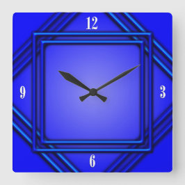 Cobalt Blue Double Frame 4 White Numbers Quadratische Wanduhr