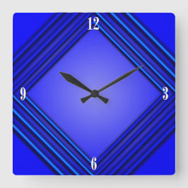 Cobalt Blue Double Frame 4 White Numbers Quadratische Wanduhr