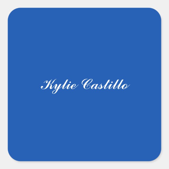 Cobalt Blue Einmalige Berufliche Kalligraphiebezei Quadratischer Aufkleber (Vorderseite)