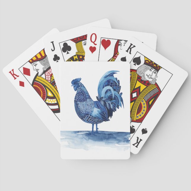 Cobalt Blue Farm Animals - Rooster Spielkarten (Rückseite)