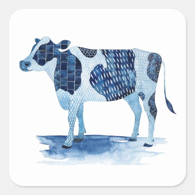 Cobalt Blue Farm Animes - Kuh Quadratischer Aufkleber (Vorderseite)
