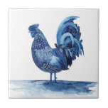 Cobalt Blue Farm Animes - Rooster Fliese<br><div class="desc">Kobalttiere IV von Grace Popp. Ein Hahn in einer tiefen,  kobaltblauen Farbe mit verschiedenen Designs, </div>