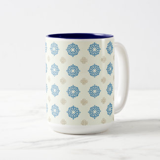Cobalt Blue Floral Pattern Zweifarbige Tasse