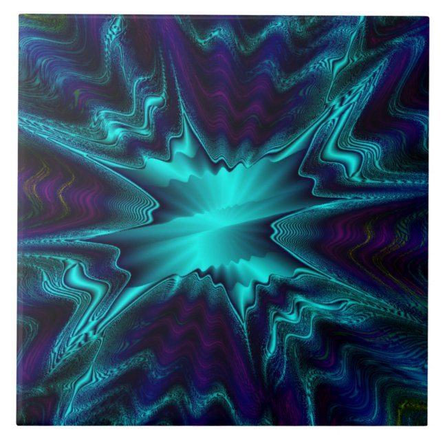 Cobalt Blue Fraktal Tile Fliese (Vorderseite)