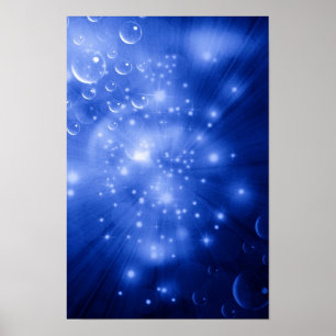 Cobalt Blue Galaxy Burst Poster