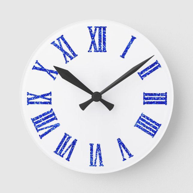 Cobalt Blue Glitter Ombre Minimal Indigo Cobalt Runde Wanduhr (Vorderseite)