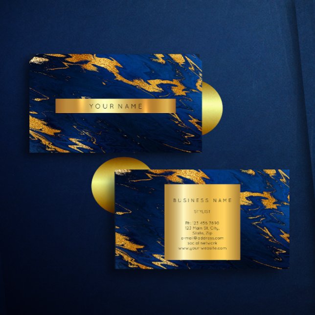 Cobalt Blue Gold Marble Vip Business Card Visitenkarte (Cobalt Blue Gold Marble Vip Business Card)