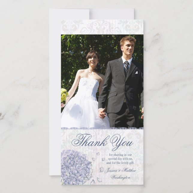 Cobalt Blue Hydrangea Blume Hochzeit danke (Vorderseite)