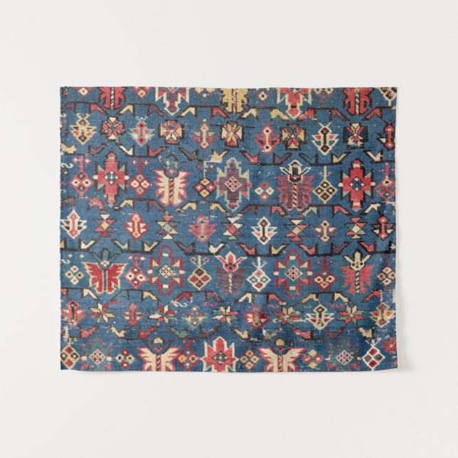 Cobalt Blue Khyrdagyd: Authentisches 19. Jahrhunde Wandteppich (Vorderseite (Horizontal))