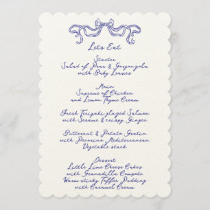 Cobalt Blue La Dolce Vita Doodle Ecru Wedding Menükarte
