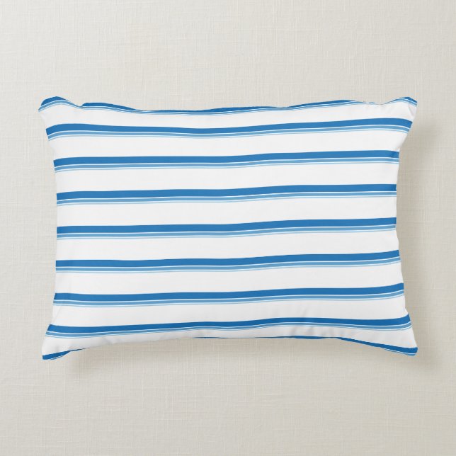 Cobalt Blue Modern Nautic Stripes Dekokissen (Vorderseite)
