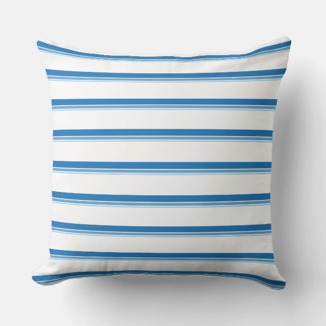 Cobalt Blue Modern Nautic Stripes Kissen (Vorderseite)