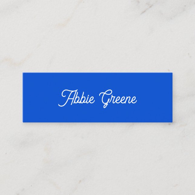 Cobalt Blue Modern Retro-Script Mini Visitenkarte (Vorderseite)