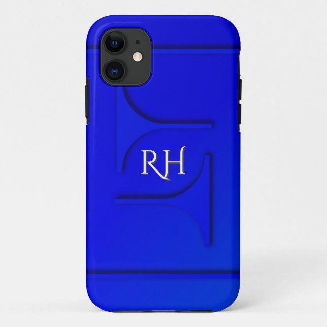 Cobalt Blue Monogram Case-Mate iPhone Hülle (Rückseite)