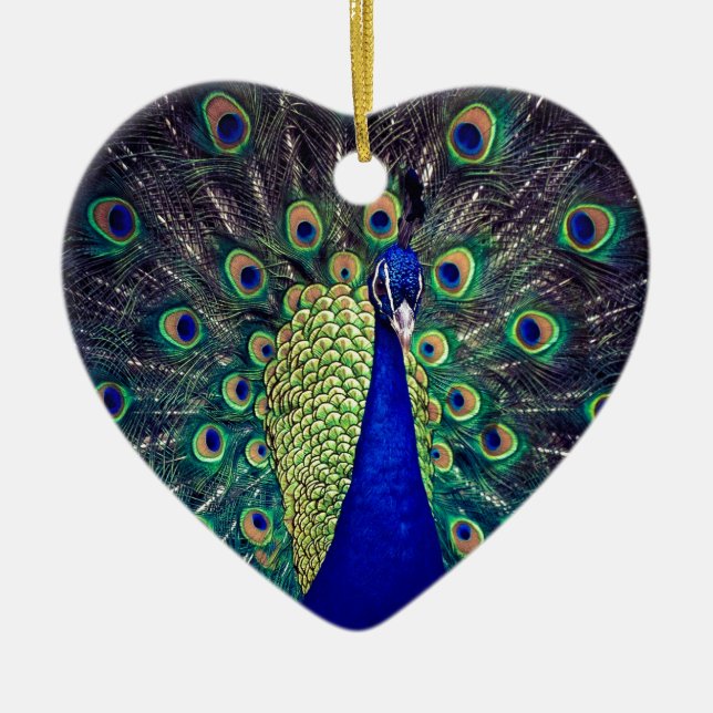 Cobalt Blue Peacock Keramik Ornament (Vorne)