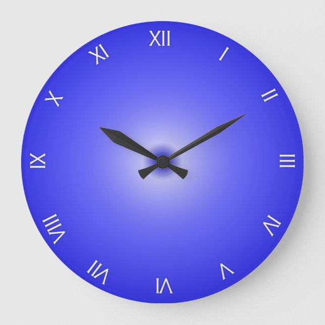 Cobalt Blue Roman Numerals Große Wanduhr (Vorderseite)