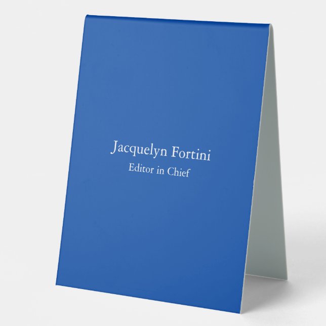 Cobalt Blue Schlicht Elegante Modernes Minimalisti Tischaufsteller (Vorderseite)