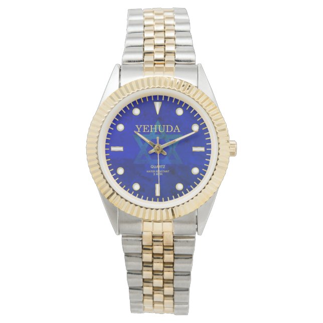 Cobalt Blue Star von David Dial Individuelle Name Armbanduhr (Vorderseite)